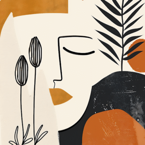 Neon Tavla Abstrakt Botanisk Väggkonst